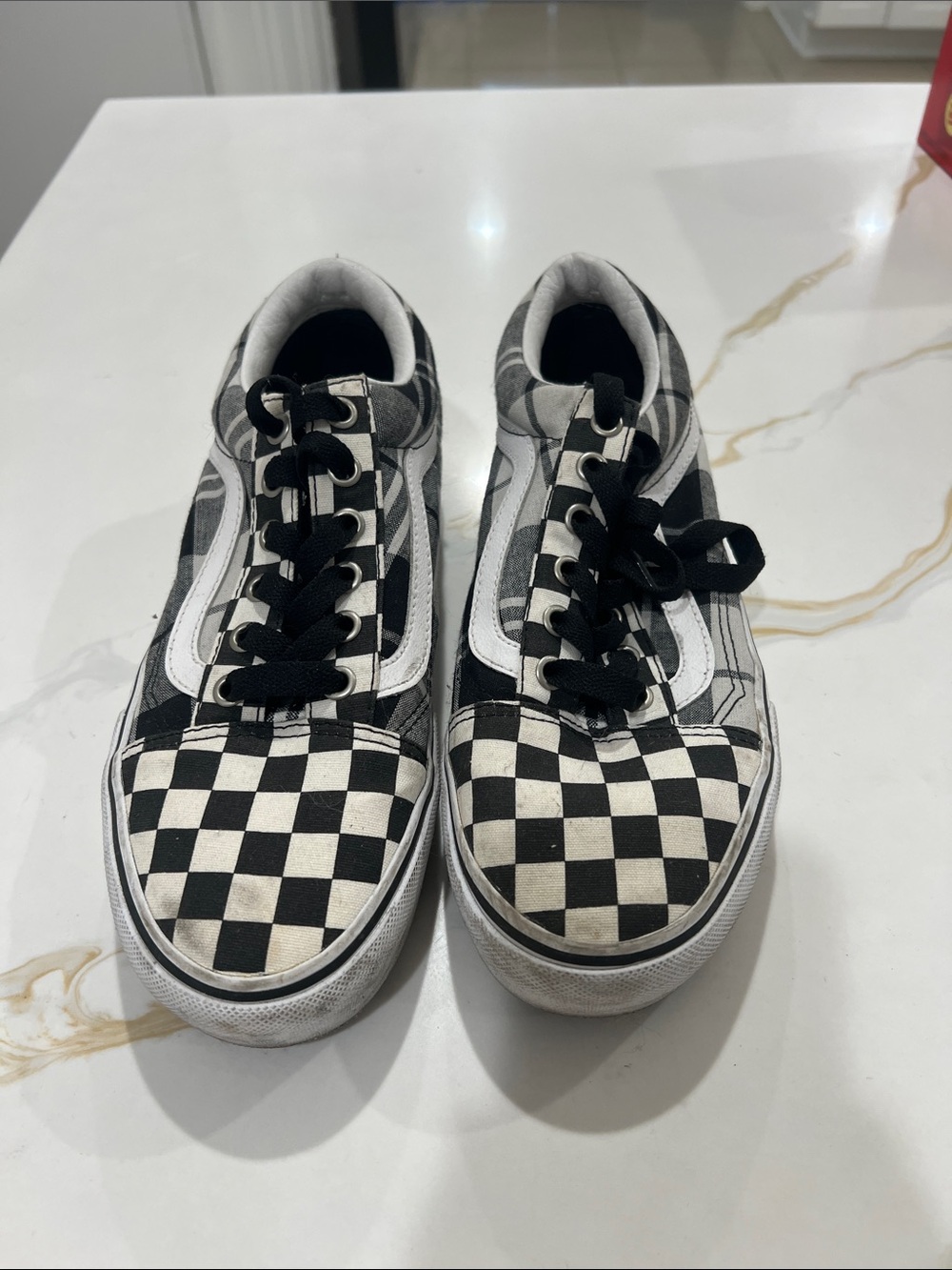 Kids Black & White Checkerboard Skate Sneakers